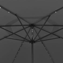 Umbrelă de soare exterior led-uri & stâlp metal antracit 400 cm, 2 image