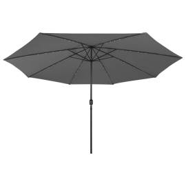 Umbrelă de soare exterior led-uri & stâlp metal antracit 400 cm, 4 image