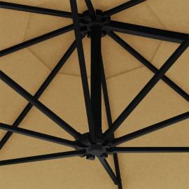 Umbrelă soare led montaj pe perete stâlp metal gri taupe 300cm, 8 image