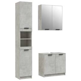 Set dulapuri de baie, 3 piese, gri beton, lemn prelucrat, 2 image