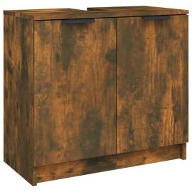 Set dulapuri de baie, 3 piese, stejar fumuriu, lemn prelucrat, 8 image