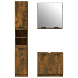 Set dulapuri de baie, 3 piese, stejar fumuriu, lemn prelucrat, 5 image