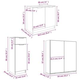 Set dulapuri de baie, 4 piese, alb, lemn prelucrat, 11 image