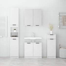 Set dulapuri de baie, 4 piese, alb, lemn prelucrat, 3 image