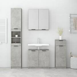 Set dulapuri de baie, 4 piese, gri beton, lemn prelucrat, 3 image