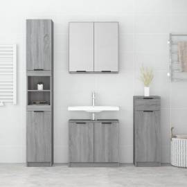 Set dulapuri de baie, 4 piese, gri sonoma, lemn prelucrat, 3 image