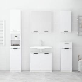 Set dulapuri de baie, 5 piese, alb extralucios, lemn prelucrat, 3 image