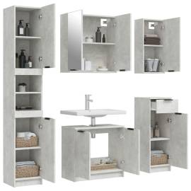 Set dulapuri de baie, 5 piese, gri beton, lemn prelucrat, 4 image