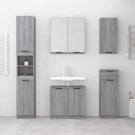 Set dulapuri de baie, 5 piese, gri sonoma, lemn prelucrat, 3 image