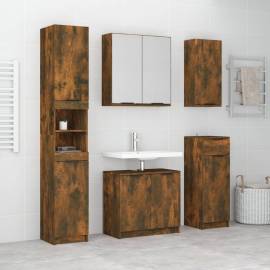 Set dulapuri de baie, 5 piese, stejar fumuriu, lemn prelucrat