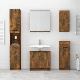 Set dulapuri de baie, 5 piese, stejar fumuriu, lemn prelucrat, 3 image