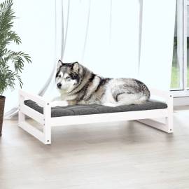 Pat pentru câini, alb, 105,5x75,5x28 cm, lemn masiv de pin, 3 image
