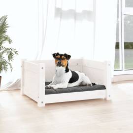 Pat pentru câini, alb, 55,5x45,5x28 cm, lemn masiv de pin, 3 image