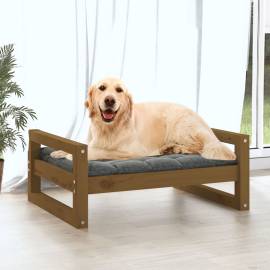 Pat pentru câini, maro, 75,5x55,5x28 cm, lemn masiv de pin, 3 image
