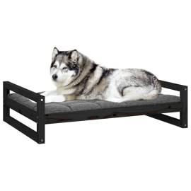 Pat pentru câini, negru, 105,5x75,5x28 cm, lemn masiv de pin, 4 image