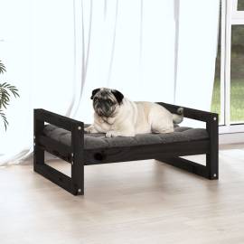Pat pentru câini, negru, 65,5x50,5x28 cm, lemn masiv de pin, 3 image