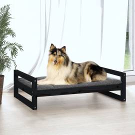Pat pentru câini, negru, 95,5x65,5x28 cm, lemn masiv de pin, 3 image