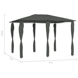 Pavilion cu huse pentru stâlpi, antracit, 3x4x2,6 m, 160 g/m², 4 image