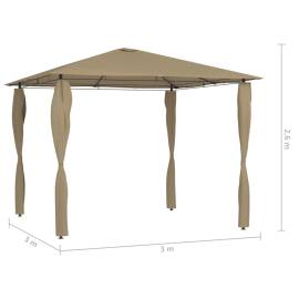 Pavilion cu huse pentru stâlpi, gri taupe, 3x3x2,6 m, 160 g/m², 4 image