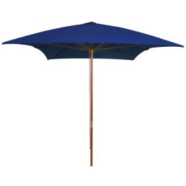Umbrelă de soare, exterior, stâlp lemn, albastru, 200x300 cm
