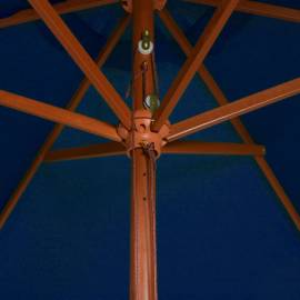 Umbrelă de soare, exterior, stâlp lemn, albastru, 200x300 cm, 2 image