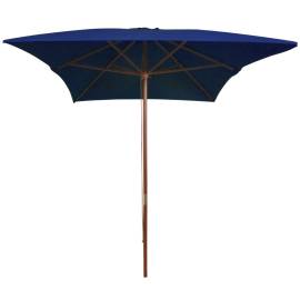 Umbrelă de soare, exterior, stâlp lemn, albastru, 200x300 cm, 3 image