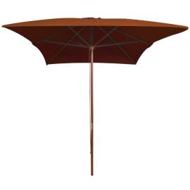 Umbrelă de soare, exterior, stâlp lemn, cărămiziu, 200x300 cm, 3 image