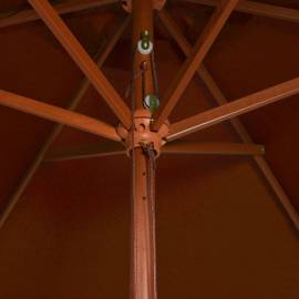 Umbrelă de soare, exterior, stâlp lemn, cărămiziu, 200x300 cm, 2 image
