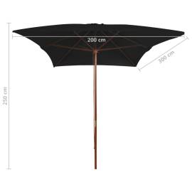Umbrelă de soare, exterior, stâlp lemn, negru, 200x300 cm, 6 image