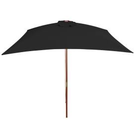 Umbrelă de soare, exterior, stâlp lemn, negru, 200x300 cm, 4 image