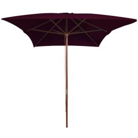 Umbrelă de soare, exterior, stâlp lemn, roșu bordo, 200x300 cm, 3 image