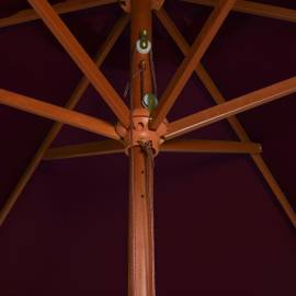 Umbrelă de soare, exterior, stâlp lemn, roșu bordo, 200x300 cm, 2 image