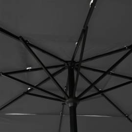 Umbrelă de soare 3 niveluri, stâlp aluminiu, antracit 2,5x2,5 m, 2 image