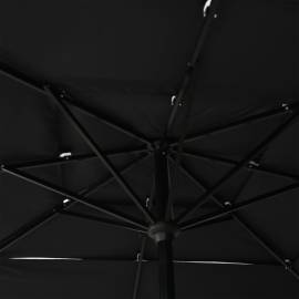 Umbrelă de soare 3 niveluri, stâlp aluminiu, negru, 2,5x2,5 m, 2 image