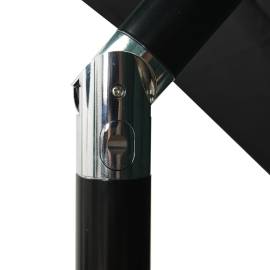 Umbrelă de soare 3 niveluri, stâlp aluminiu, negru, 2,5x2,5 m, 6 image