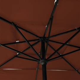 Umbrelă de soare 3 niveluri, stâlp aluminiu cărămiziu 2,5x2,5 m, 2 image
