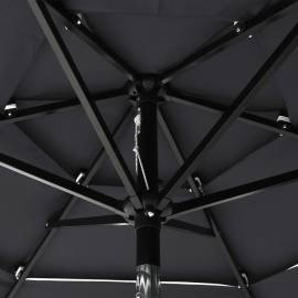 Umbrelă de soare 3 niveluri, stâlp de aluminiu, antracit, 2 m, 2 image