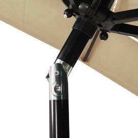 Umbrelă de soare 3 niveluri, stâlp de aluminiu, gri taupe 2x2 m, 5 image