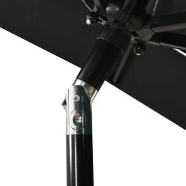 Umbrelă de soare 3 niveluri, stâlp de aluminiu, negru, 2x2 m, 5 image