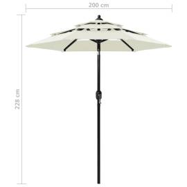 Umbrelă de soare 3 niveluri, stâlp de aluminiu, nisipiu, 2 m, 8 image