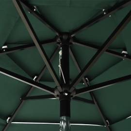 Umbrelă de soare 3 niveluri, stâlp de aluminiu, verde, 2 m, 2 image