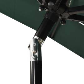 Umbrelă de soare 3 niveluri, stâlp de aluminiu, verde, 2x2 m, 5 image