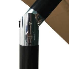 Umbrelă de soare 3 niveluri stâlp aluminiu gri taupe 2,5x2,5 m, 6 image