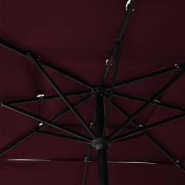 Umbrelă de soare 3 niveluri stâlp aluminiu roșu bordo 2,5x2,5 m, 2 image