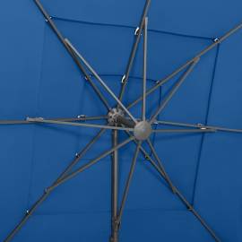Umbrelă de soare 4 niveluri, stâlp aluminiu, azuriu, 250x250 cm, 2 image