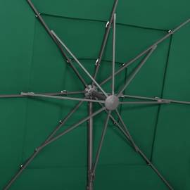 Umbrelă de soare 4 niveluri, stâlp aluminiu, verde, 250x250 cm, 2 image