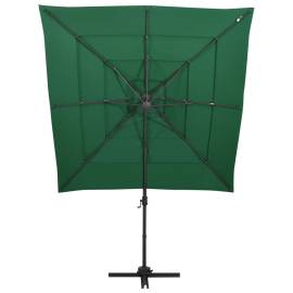 Umbrelă de soare 4 niveluri, stâlp aluminiu, verde, 250x250 cm, 4 image