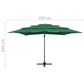 Umbrelă de soare 4 niveluri, stâlp aluminiu, verde, 250x250 cm, 9 image