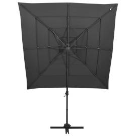 Umbrelă de soare 4 niveluri, stâlp aluminiu antracit 250x250 cm, 3 image