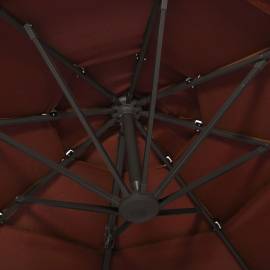 Umbrelă de soare 4 niveluri, stâlp de aluminiu, cărămiziu 3x3 m, 2 image